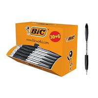 BIC Atlantis Soft Balpen met Kliksysteem Medium Punt (1,0 mm) - Zwart, Doos van 30+6 Stuks