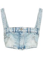 MOSCHINO JEANS haut en jean à coupe crop - Bleu - thumbnail