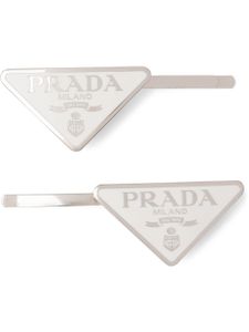 Prada lot de deux barrettes à logo triangle - Blanc