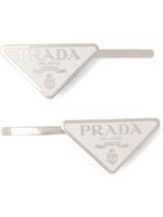 Prada lot de deux barrettes à logo triangle - Blanc - thumbnail