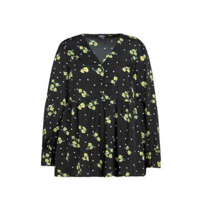 Simply Be gebloemde peplum top zwart/geel/groen Simply Be gebloemde peplum top zwart/geel/groen