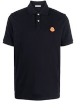 Moncler polo en coton à patch logo - Bleu