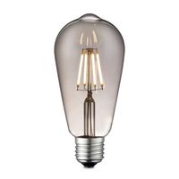 Edison Vintage E27 LED filament lichtbron Drop | ST64 Deco | Retro LED lamp | 6.4/6.4/14cm | Rook | geschikt voor E27 fitting | Dimbaar | 6W 160lm 1800K | warm wit licht - thumbnail