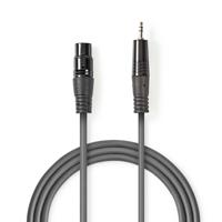 XLR-Audiokabel | XLR 3-pins male - 3,5 mm male | 1,5 m | Grijs