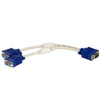 Akyga AK-AD-20 VGA Y-adapterkabel stekker naar 2x bus blauw