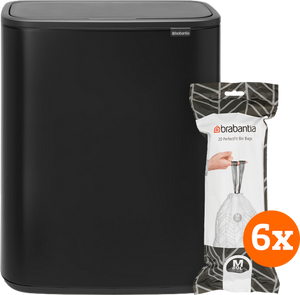 Brabantia Bo Touch Bin 60 Liter Matt Black + Vuilniszakken (120 stuks)