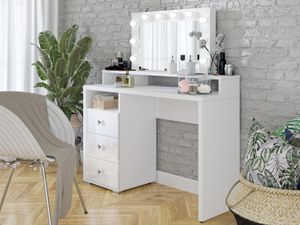 Make-up tafel DIVANA 3 lades wit/hoogglans wit