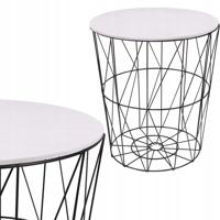 Viking Choice  Salontafel rond met metalen mand – 45 cm hoog – Wit