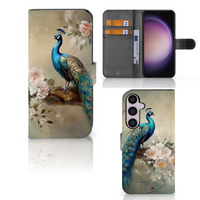 Telefoonhoesje met Pasjes voor Samsung Galaxy S24 Plus Vintage Pauwen