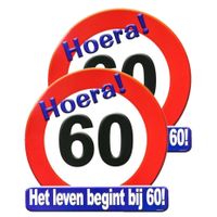 2x stuks hulde stopbord 60 jaar verjaardags cadeau/versiering - thumbnail