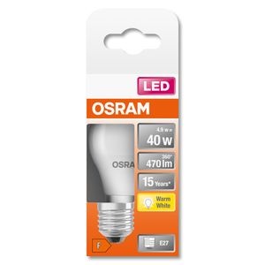 OSRAM 4058075431034 LED-lamp Energielabel F (A - G) E27 Peer 4.9 W = 40 W Warmwit (Ø x l) 45 mm x 77 mm 1 stuk(s)