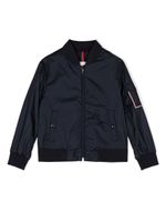 Moncler Enfant veste bomber à patch logo - Bleu - thumbnail