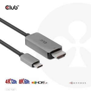 CLUB3D USB Gen2 Type-C to HDMI 4K120Hz 8K60Hz HDR10 with DSC1.2 Active Cable M/M 3m