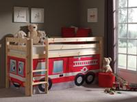 Bed ALIZE halfhoogslaper 90x200 cm natuurlijke pijnboom tent brandweer