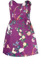 Marchesa Notte robe en satin Paradise à fleurs - Violet - thumbnail