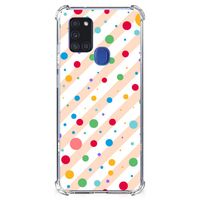 Samsung Galaxy A21s Doorzichtige Silicone Hoesje Dots - thumbnail