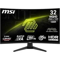 MSI MAG 325CQF 32 inch WQHD gebogen gaming-monitor - Rapid VA 1000R 2560 x 1440, 180 Hz / 0,5 ms (GtG, min.), Adaptive Sync - DP 1.4a, HDMI 2.0b CEC, USB Type-C (DP Alt. W/15W PD)
