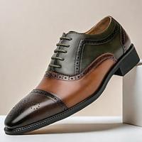 Bruine en groene leren Oxford-brogues voor heren - stijlvol en comfortabel voor formeel en casual gebruik Lightinthebox