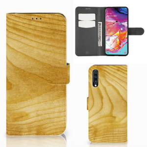 Samsung Galaxy A70 Book Style Case Licht Hout