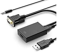 Cablexpert VGA naar HDMI adapter met audio en 15 cm kabel in zwart