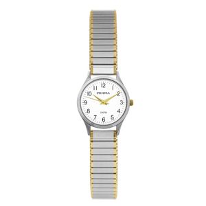 Prisma P.1152 Horloge rekband staal zilver- en goudkleurig-wit 21 mm