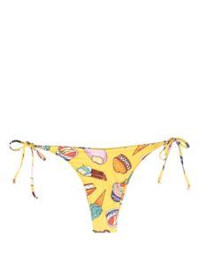 Moschino bas de bikini imprimé à taille haute - Jaune