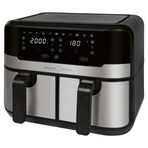 ProfiCook PC-FR 1242 H Dubbel 9 l Vrijstaand 2400 W Heteluchtfriteuse Zwart, Roestvrijstaal