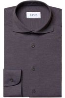 ETON Slim Fit Jersey shirt zwart, Effen - thumbnail