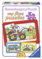 Ravensburger puzzel 3x6 stukjes graafmachines tractor en kiepauto - thumbnail