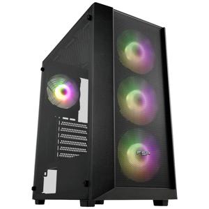 FSP Fortron CMT218 Midi-tower PC-behuizing Zwart 4 voorgeïnstalleerde LED-ventilators, Zijvenster