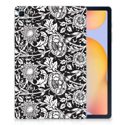 Samsung Galaxy Tab S6 Lite | S6 Lite (2022) Siliconen Hoesje Black Flowers Samsung Galaxy Tab S6 Lite | S6 Lite (2022) Siliconen Hoesje Black Flowers