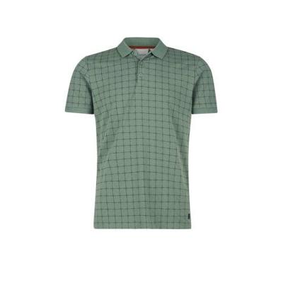 Shoeby Refill slim fit polo Twan met contrastbies donkergroen