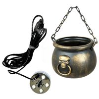 Heksenketel/kookpot goud kunststof met mistmaker rookmachine 13 x 19 cm