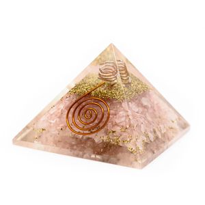 Orgonite Piramide Rozenkwarts - Koperen Spiraal - (40 mm)