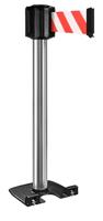 Buitenpaal verchroomd zware basis met wielen - riem 10 m/100 mm rood/wit