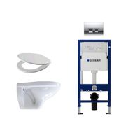 Adema Classico toiletset bestaande uit inbouwreservoir en toiletpot, basic toiletzitting en Delta 50 bedieningsplaat mat chroom 0701174/0701183/4345100/0261520/ - thumbnail