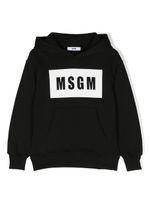 MSGM Kids hoodie en coton à logo imprimé - Noir