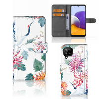 Samsung Galaxy A22 4G | M22 Telefoonhoesje met Pasjes Bird Flowers - thumbnail