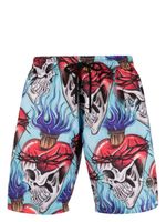 Philipp Plein short de bain Love Tattoo - Bleu