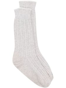 Eleventy chaussettes en cachemire à détail rayé - Gris