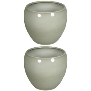 2x stuks bloempot misty grijs keramiek voor kamerplant H24 x D27 cm