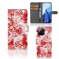 Telefoonhoesje met Naam Xiaomi Mi 11 Angel Skull Rood - thumbnail