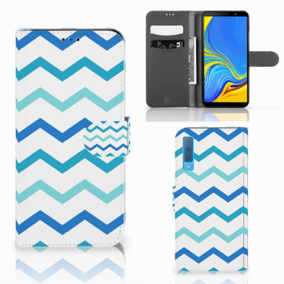 Samsung Galaxy A7 (2018) Telefoon Hoesje Zigzag Blauw Samsung Galaxy A7 (2018) Telefoon Hoesje Zigzag Blauw