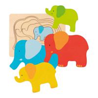 Goki Houten Lagenpuzzel Olifant, 5st. - thumbnail