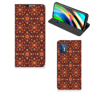 Motorola Moto G9 Plus Hoesje met Magneet Batik Brown