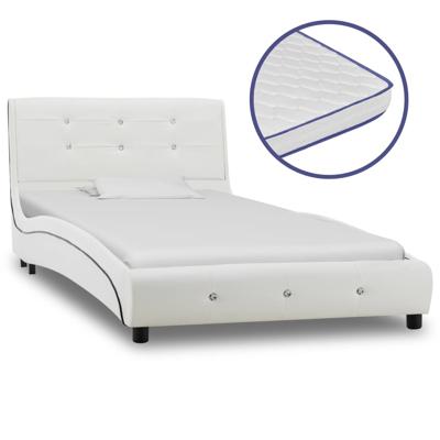vidaXL Bed met traagschuim matras kunstleer wit 90x200 cm vidaXL Bed met traagschuim matras kunstleer wit 90x200 cm