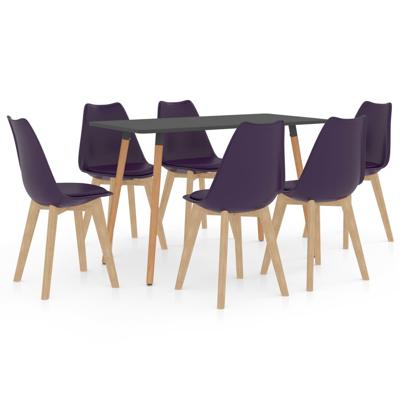 vidaXL 7-delige Eethoek donkerpaars