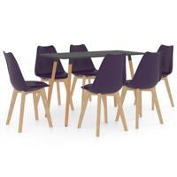 vidaXL 7-delige Eethoek donkerpaars