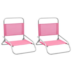 Strandstoelen 2 st inklapbaar stof roze