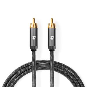 Subwooferkabel | RCA Male - RCA Male | Gun Metal Grey | Gevlochten kabel